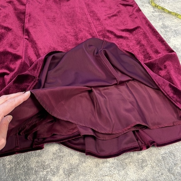 NWT Crosby by Mollie Burch Ellie Velvet Mini Swing Trapeze Dress Cabernet Red M - Picture 10 of 14